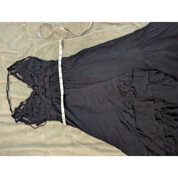 FREE PEOPLE FP ONE Dress Womens Size XS Adella Slip Black Boho Crochet Lace Tier - Picture 5 of 6